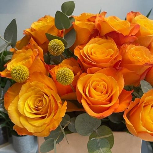 Cutie cu trandafiri portocalii ALEGRIA Box 21