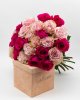 Buchet cu 25 trandafiri roz si fuchsia
