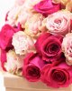 Buchet cu 25 trandafiri roz si fuchsia