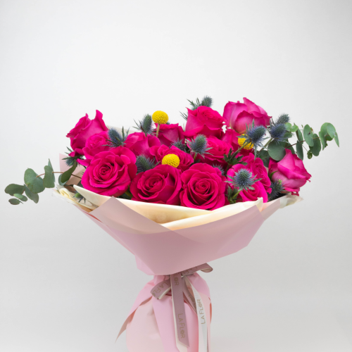 Buchet cu trandafiri fuchsia DESEO 15